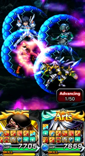 Units surrounded by shield effects with barrier bars above their HP.