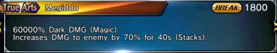 Arts description with a timed damage bonus marked Stacks.