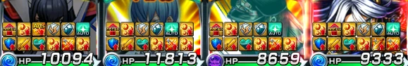 Unit portraits covered with rows of active buff and debuff icons.